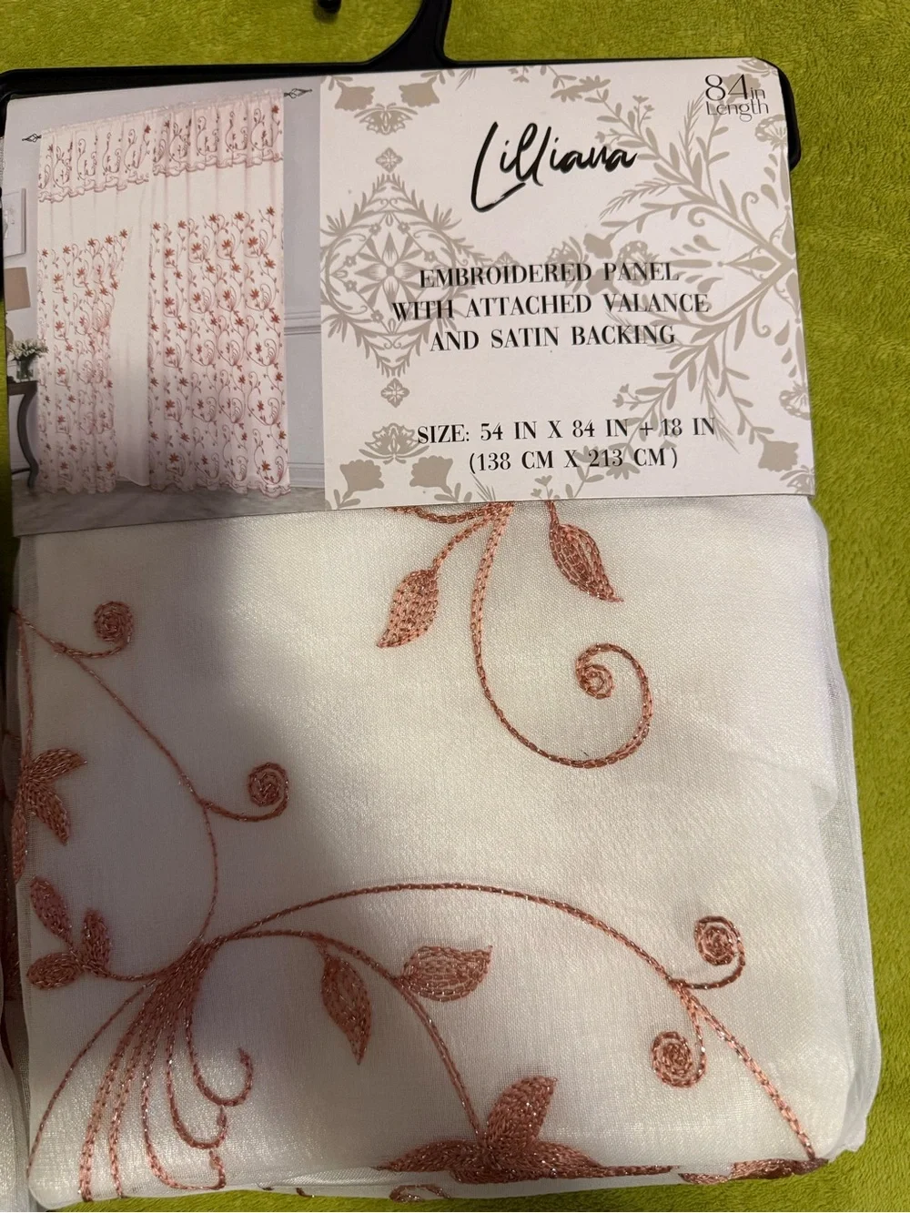 Liliana Embroidered Panel with Satin Backing in Blush Pink